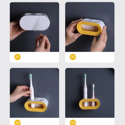 Wall Mount Double Hole Electric Toothbrush Holder Bathroom Accessories Punch Fre