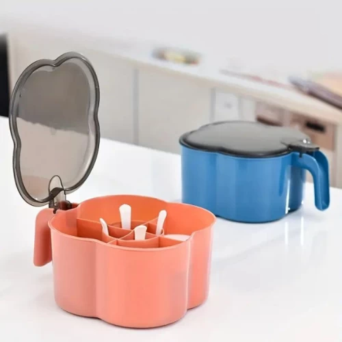 4 Grids Kitchen Spices Storage Box With Spoons Air Tight Cooking Seasoning Box S