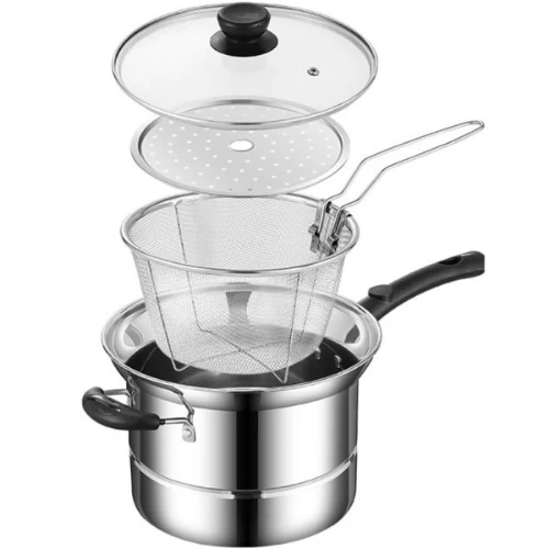 Multipurpose Stainless Steel Versatile Cooking, Pot with Oil Filter and Steamer