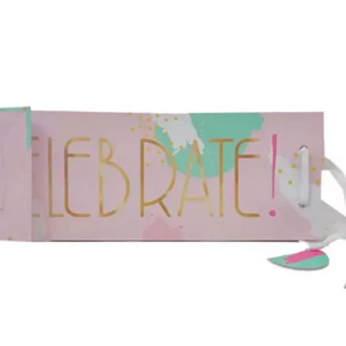 Celebration Party Paper Bag with Ribbon Handle- Pink