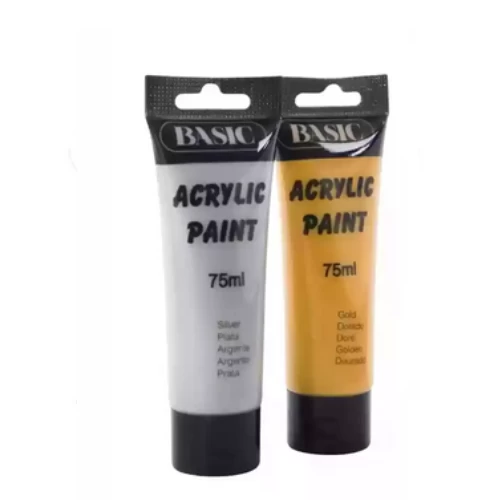 Basic Acrylic Painting Metallic Color Sets Golden and Silver- 2X75ml