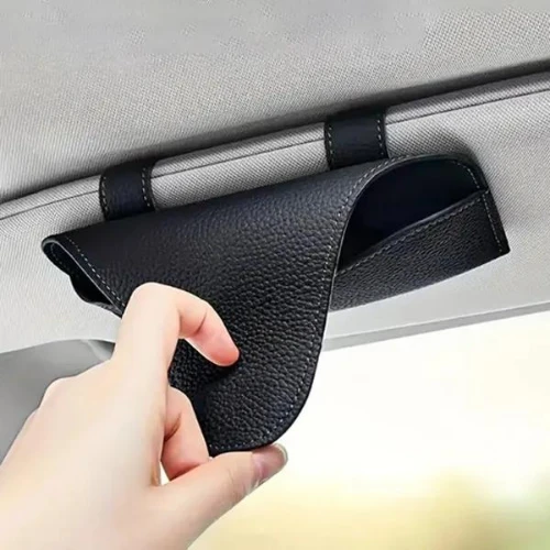 Universal Car Visor Sunglasses Holder Case Synthetic Leather Eyeglasses Holder S