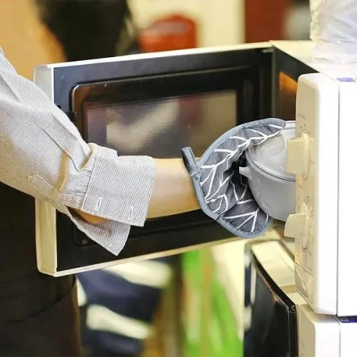 2PCs Printed Thermal Anti-Heat Microwave Oven Hook Mitts Set Hand Protection Coo