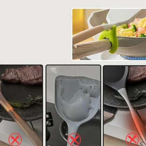 Heat Resistant Spatula Holder Clip Non Slip Silicone Stove Pot Rim Spoon Holder