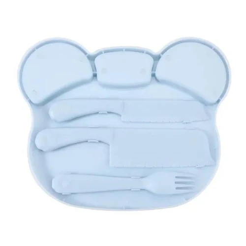 Cartoon Design Food Grade Children Feeding Plate Knife Fork Kindergarten Learnin