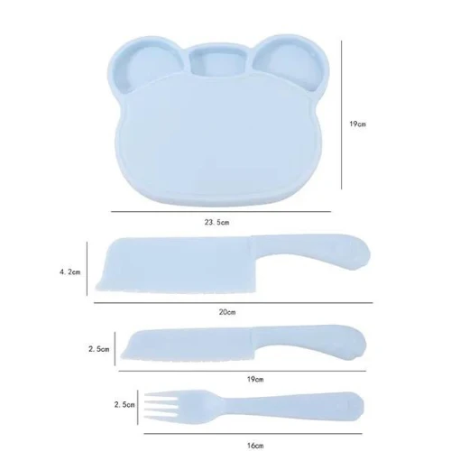Cartoon Design Food Grade Children Feeding Plate Knife Fork Kindergarten Learnin