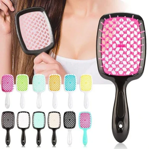 Premium Quality Soft Bristle Detangling Hair Brush Air Cushion Scalp Massage Cur