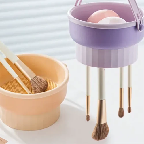 Silicone Makeup Brush Cleaning Bucket Sponge Brush Puff Cleaner Comb Dust Removi