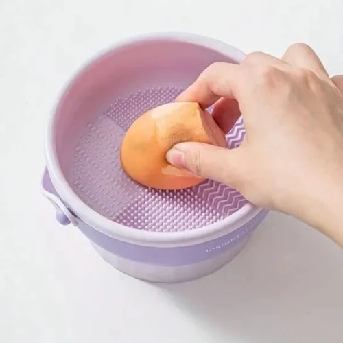 Silicone Makeup Brush Cleaning Bucket Sponge Brush Puff Cleaner Comb Dust Removi