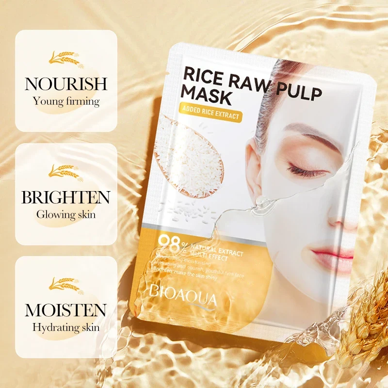 Skin Moisturizing Rice Raw Pulp Facial Mask Skin Care Soothing Face Mask Brighte