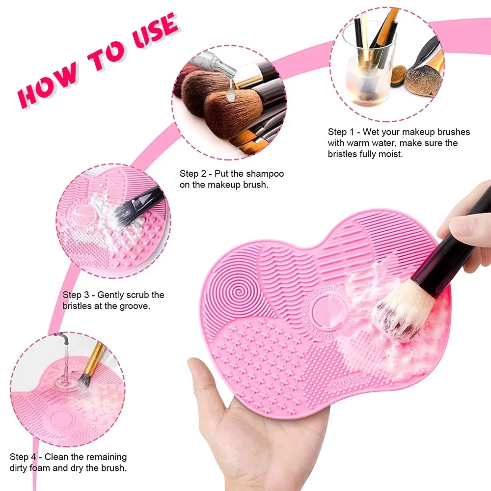 Portable Silicone Makeup Brush Cleaning Pad Brushes Washing Scrub Mat Cleaning A