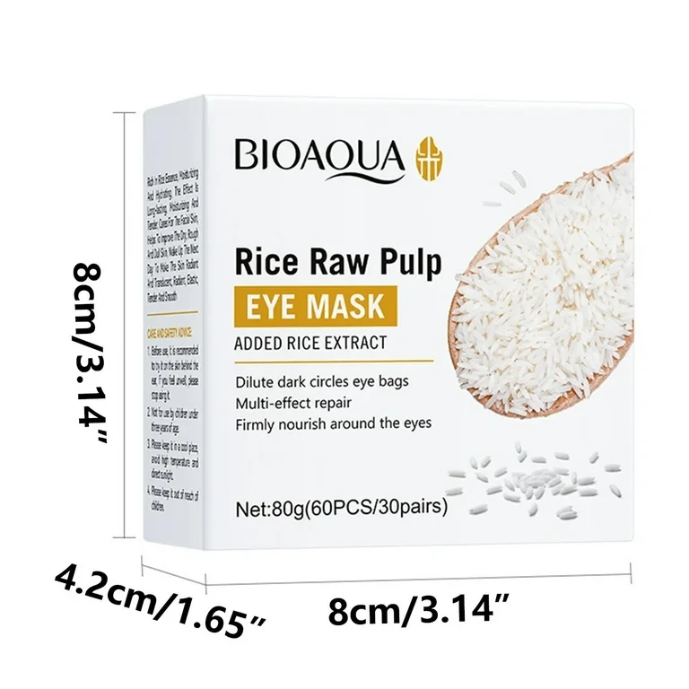 Rice Raw Pulp Eye Mask Anti Dark Circles Eye Patches Anti-Aging Highly Moisturiz