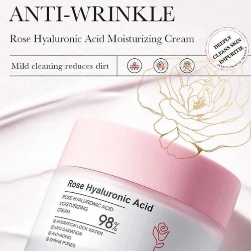 Rose Hyaluronic Anti Aging Moisturizer Face Cream Deep Hydration Anti Wrinkle Sk