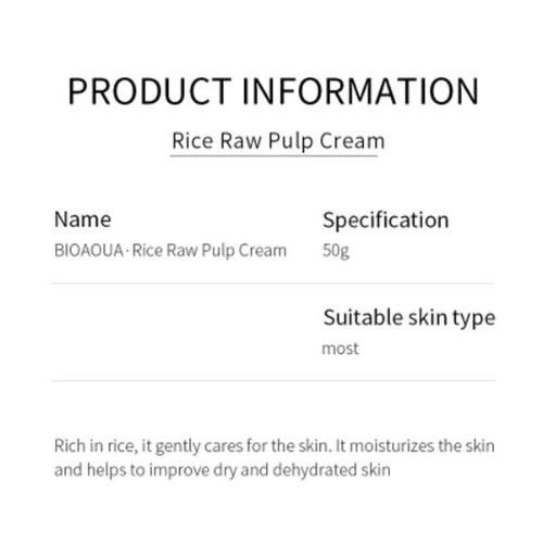 Rice Raw Pulp Whitening Cream Anti Aging Moisturizer Shrink Pores Non Sticky Nou