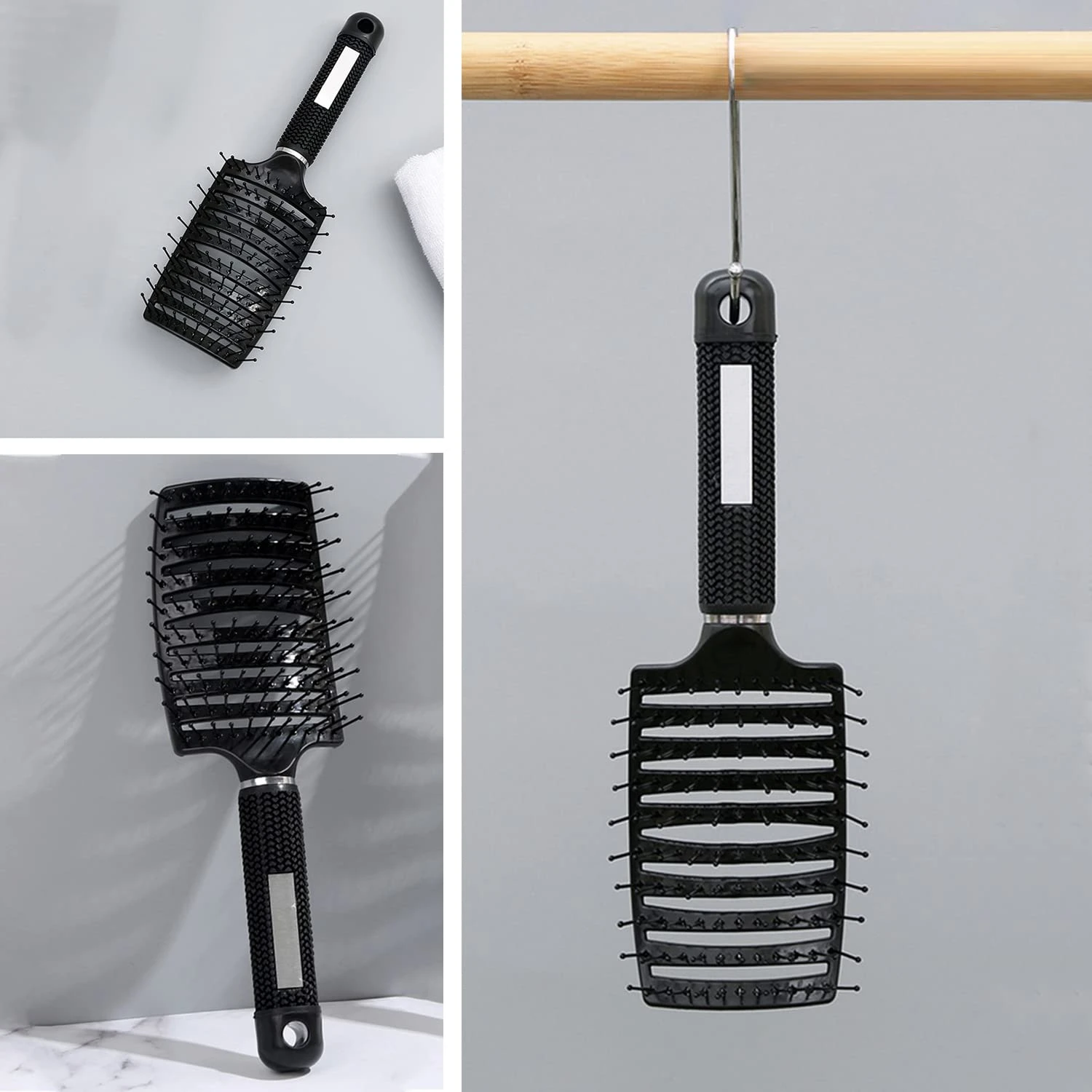Detangling Hair Styling Brush Curved Design Bristles Women Long Thick Thin Curly