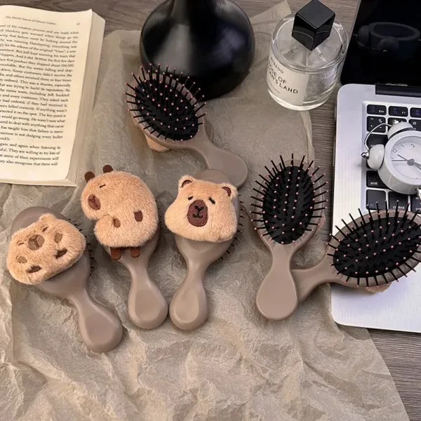 Cute Fluffy Capybara Design Hair Brush Girls Hair Styling Air Cushion Comb Small