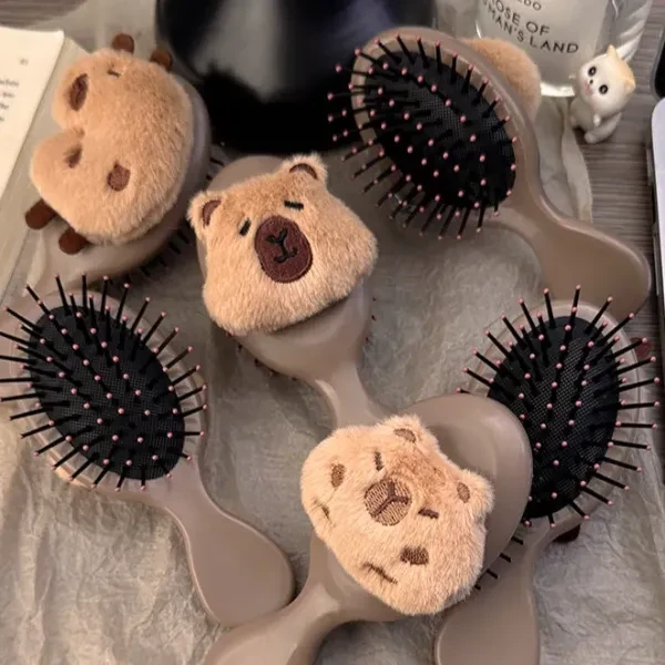 Cute Fluffy Capybara Design Hair Brush Girls Hair Styling Air Cushion Comb Small