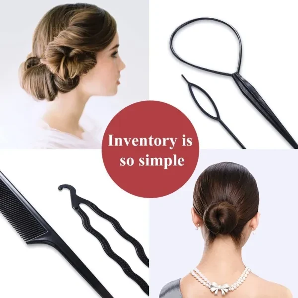 Black Hair Curlers (4PCS) - Portable Styling Tools for Gorgeous Hairstyles