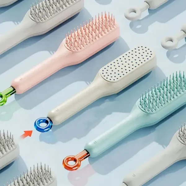 Self Cleaning Retractable Magic Hairdressing Comb Portable Anti-Static Smooth Ha