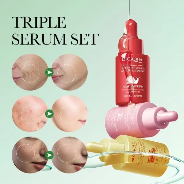 3Pcs Skin Care Face Serum Snail Serum Facial Moisturizing Anti Wrinkle Skin Repa