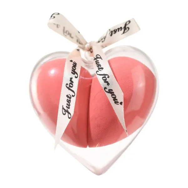 Heart-shaped Beauty Sponge Set - Pink Makeup Tool Duo with Storage Box