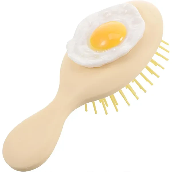 Creative Fried Egg Design Comb Air Cushion Hair Styling Brush Small Handle Porta