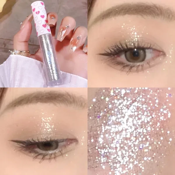 Glitter Liquid Eyeshadow Easy To Wear Highlighter Waterproof Pearlescent Shiny E