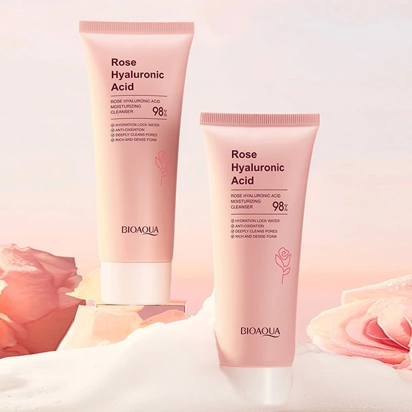 Rose Hyaluronic Acid Facial Cleanser Deep Pores Cleaning Face Moisturizing Clean