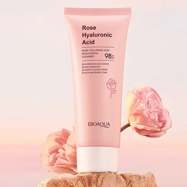 Rose Hyaluronic Acid Facial Cleanser Deep Pores Cleaning Face Moisturizing Clean