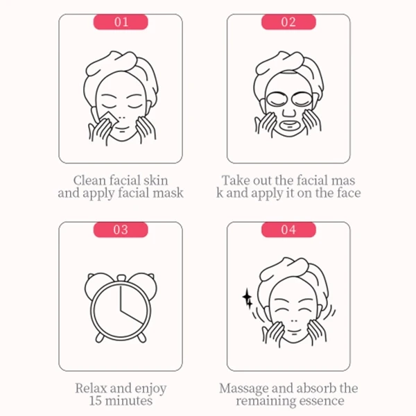 10Pcs Rose Hyaluronic Acid Skin Moisturizing Face Mask Anti Aging Skin Care Faci