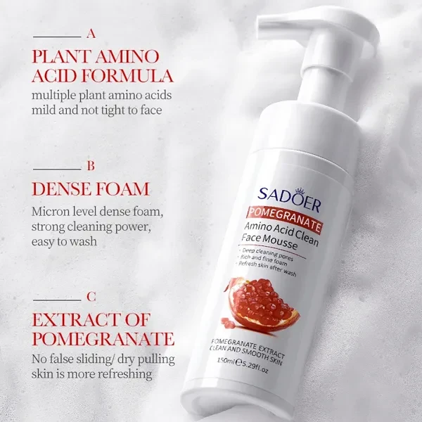 Sadoer Pomegranate Amino Acid Mousse Oil Control Exfoliating Moisturizing Facial