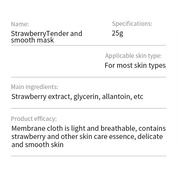 Strawberry Fruit Essence Moisturizing Face Mask Tender Smooth Skin Care Brighten