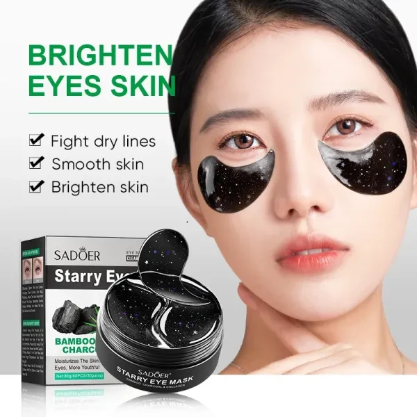 60 Pcs Bamboo Charcoal Starry Eye Mask Skin Moisturizes Dryness Brighten Dark Ci