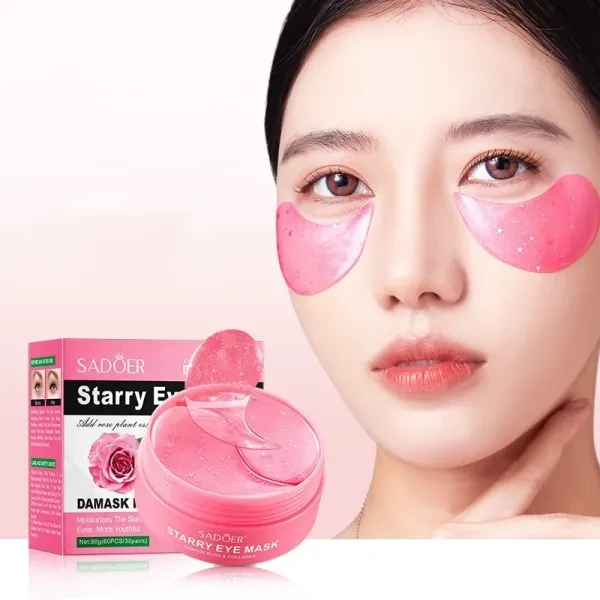 60 Pcs Rose Starry Eye Mask Skin Moisturizes Release Dryness Brighten Dark Circl