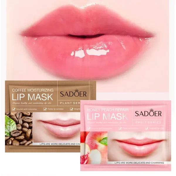 4 Pieces Lip Mask Hydrating Brighten Pink Lips Gel Smoothing Lip Care Fruit Seri
