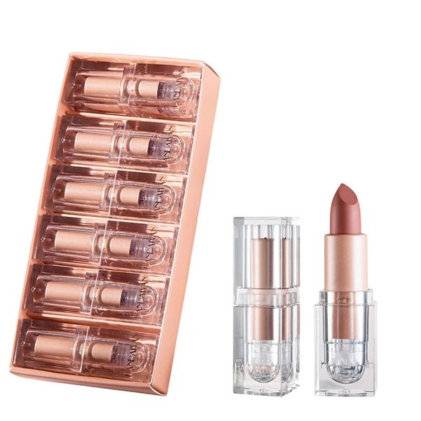 Waterproof Matte Lipstick Set - 6pcs Crystal Square Design Women