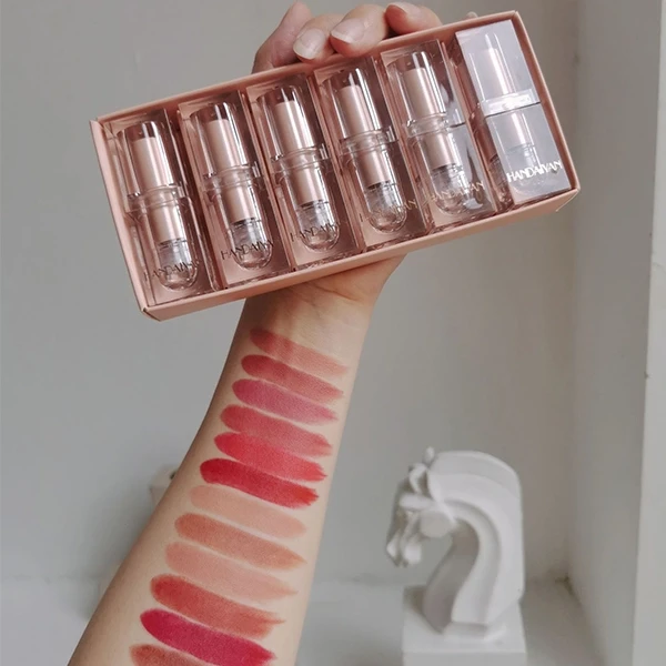 Waterproof Matte Lipstick Set - 6pcs Crystal Square Design Women