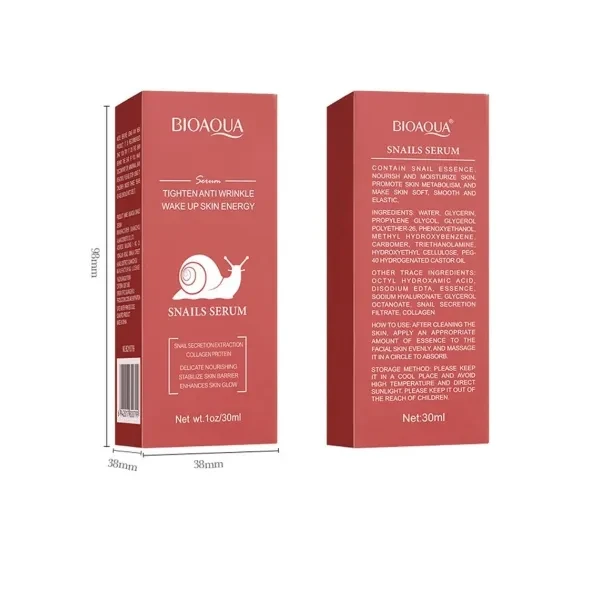 BIOAQUA Anti Wrinkle Skin Repair Snail Face Serum Enhance Glow Skin Nourishing S