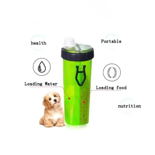 Set Of 2 Pieces Dog Cat Water Food Bowl And Storage Bottle, Portable Water Dispe