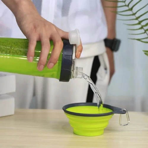 Set Of 2 Pieces Dog Cat Water Food Bowl And Storage Bottle, Portable Water Dispe