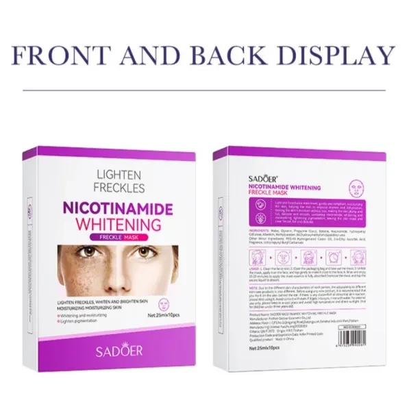 1 Box 10 Pcs Nicotinamide Whitening Freckle Removing Facial Mask Skincare Moistu