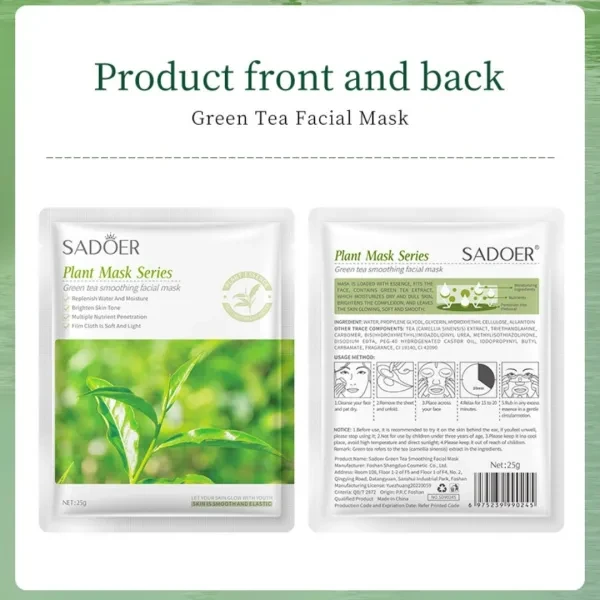 2 Pcs Moisturizing Skin Care Face Masks Vitamin C Collagen Whitening Green Tea S
