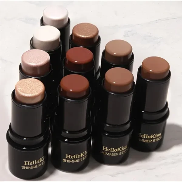 2 Pieces Double Color Shimmer Stick Women's Highlighter Face Makeup Contouring B