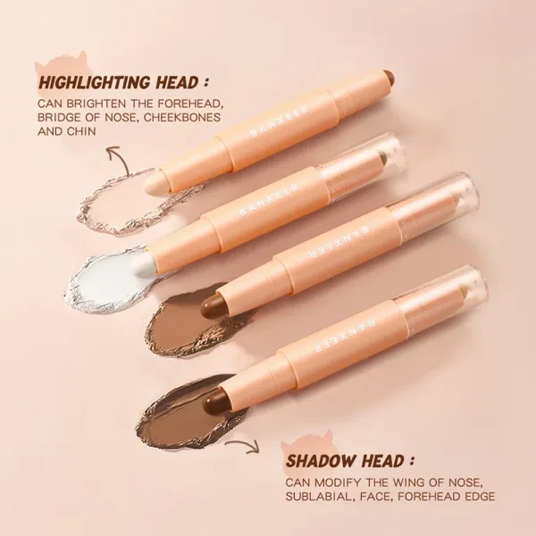 Double Head Contour Stick 02 Perfect for Women Skin-Toned Shades Plastic