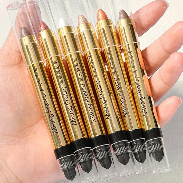 Non-Smudged Double-Sid Eyeshadow Water Resistant Glitter Contouring Eye Stick Sh