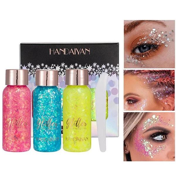 Sparkling Glam Set Holographic Glitters (3pcs) - Face & Body - Women's Makeup