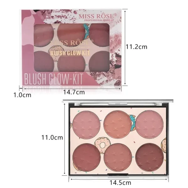 six-color blush palette for nude makeup, natural and affordable, high-gloss and
