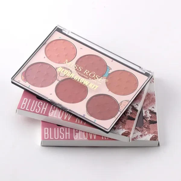 six-color blush palette for nude makeup, natural and affordable, high-gloss and