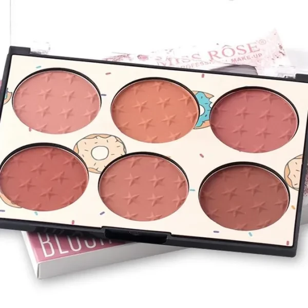 six-color blush palette for nude makeup, natural and affordable, high-gloss and