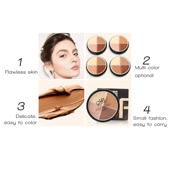 4 in 1 Multi Color Foundation Concealer Cream - Long Lasting
